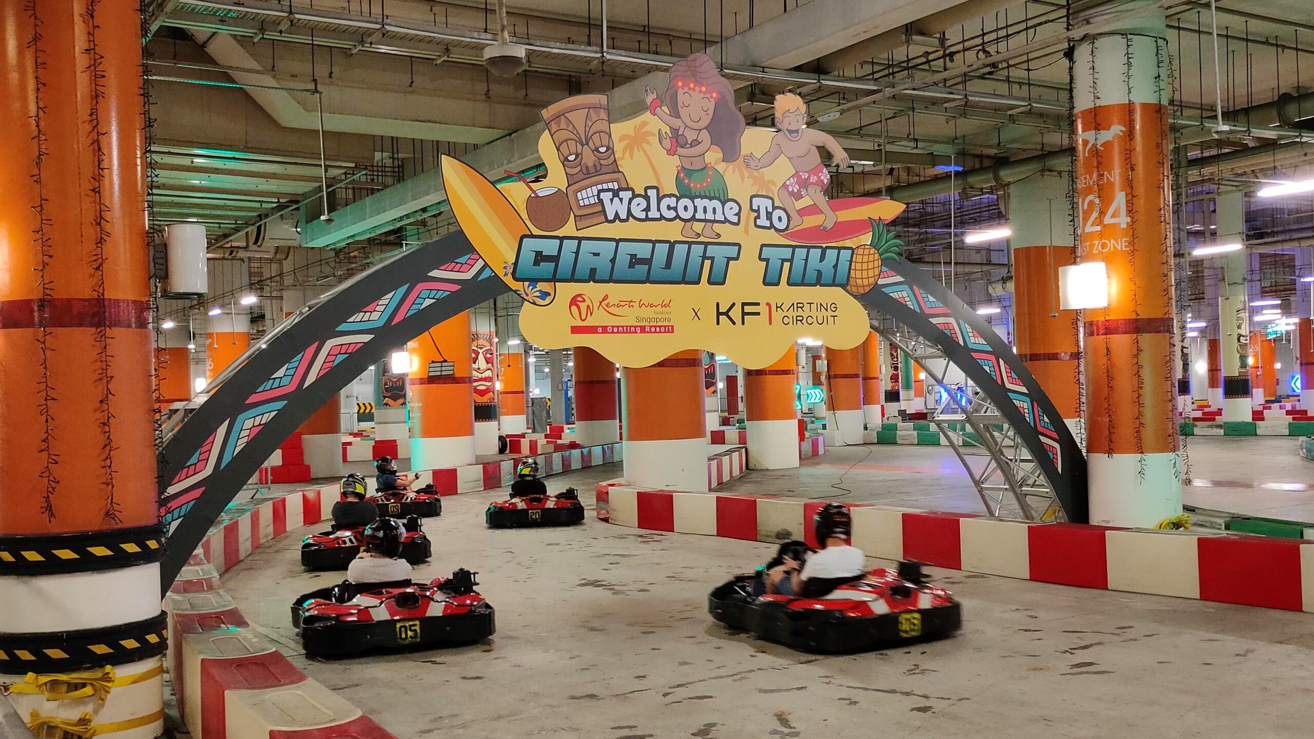 go karts under circuit tiki arch